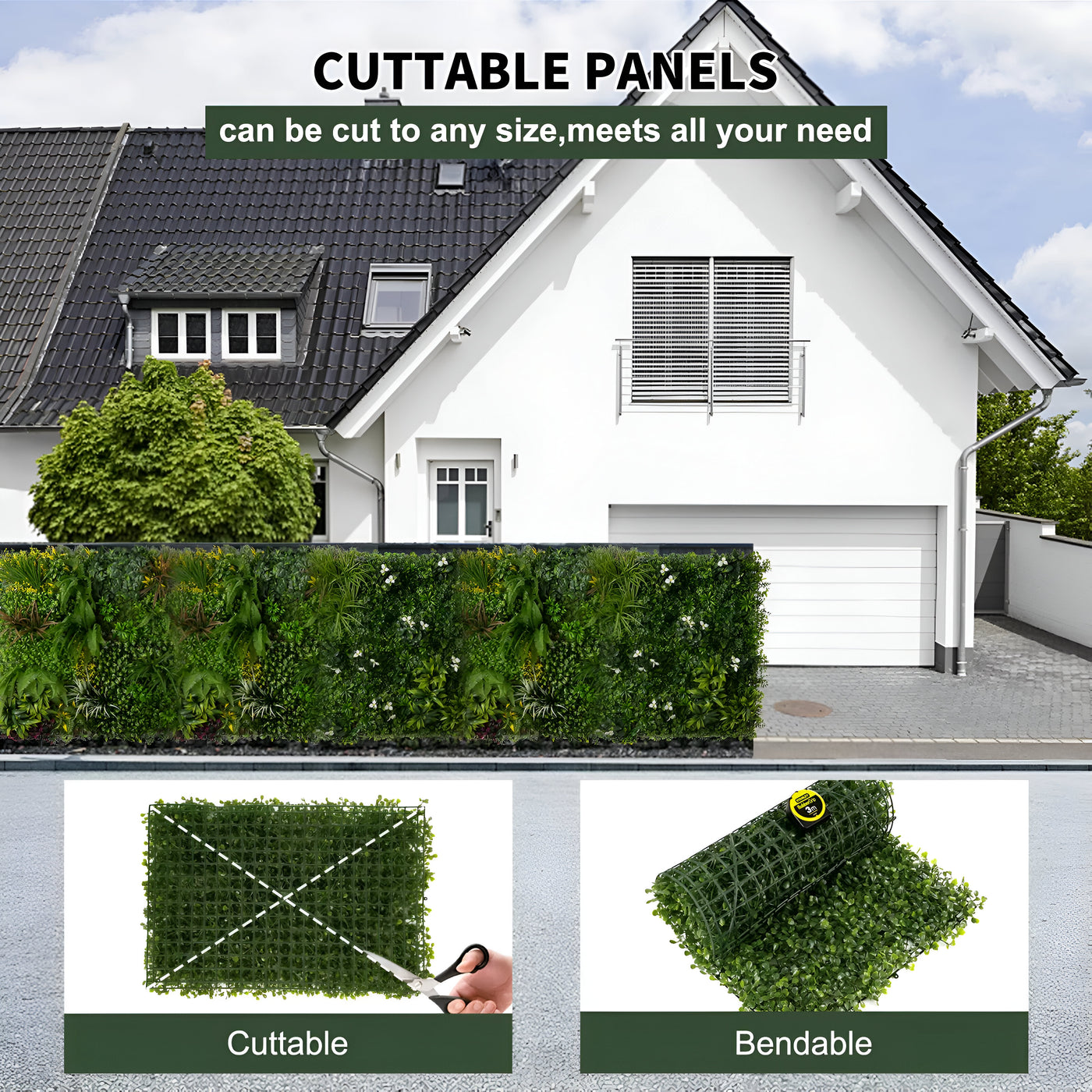 40" Rainforest Tapestry: Artificial UV Protected Wall Panels 3D Mixed Plant Wall Hedge Decor For Home