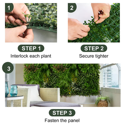 40" Rainforest Tapestry: Artificial UV Protected Wall Panels 3D Mixed Plant Wall Hedge Decor For Home