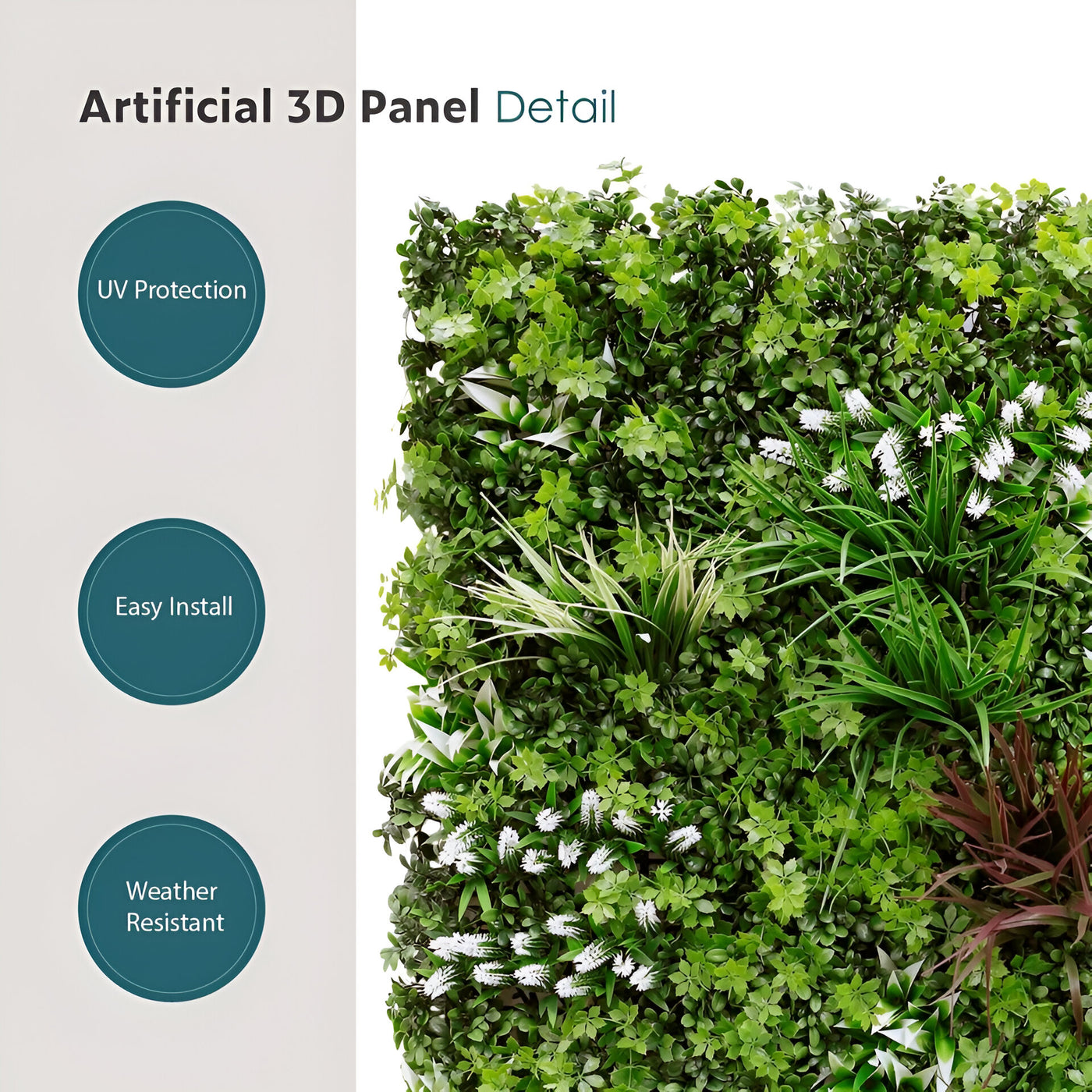 40" Sunshadow Grove: Artificial UV Protected Wall Panels 3D Mixed Plant Wall Hedge Decor For Home