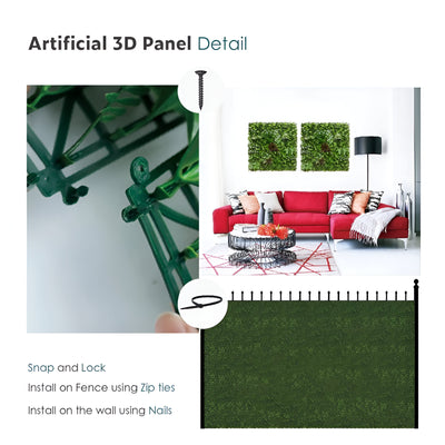 40" Rainforest Tapestry: Artificial UV Protected Wall Panels 3D Mixed Plant Wall Hedge Decor For Home
