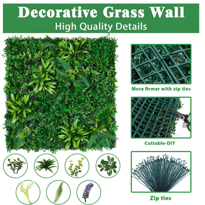 40" Rainforest Tapestry: Artificial UV Protected Wall Panels 3D Mixed Plant Wall Hedge Decor For Home
